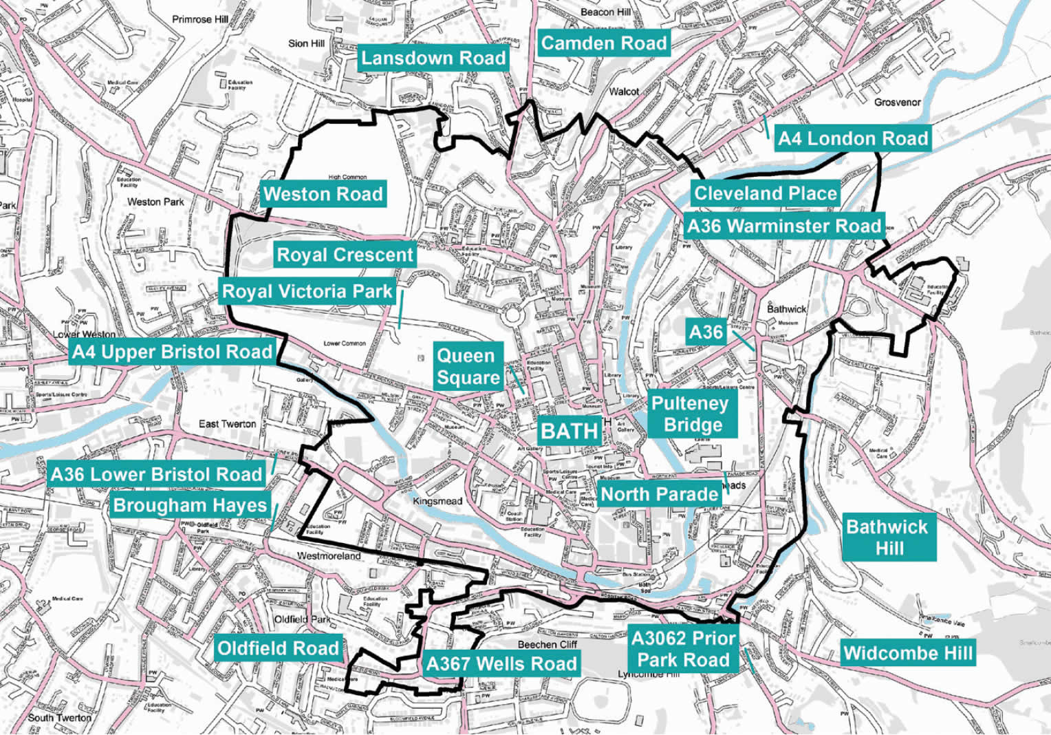 Bath Clean Air Zone map